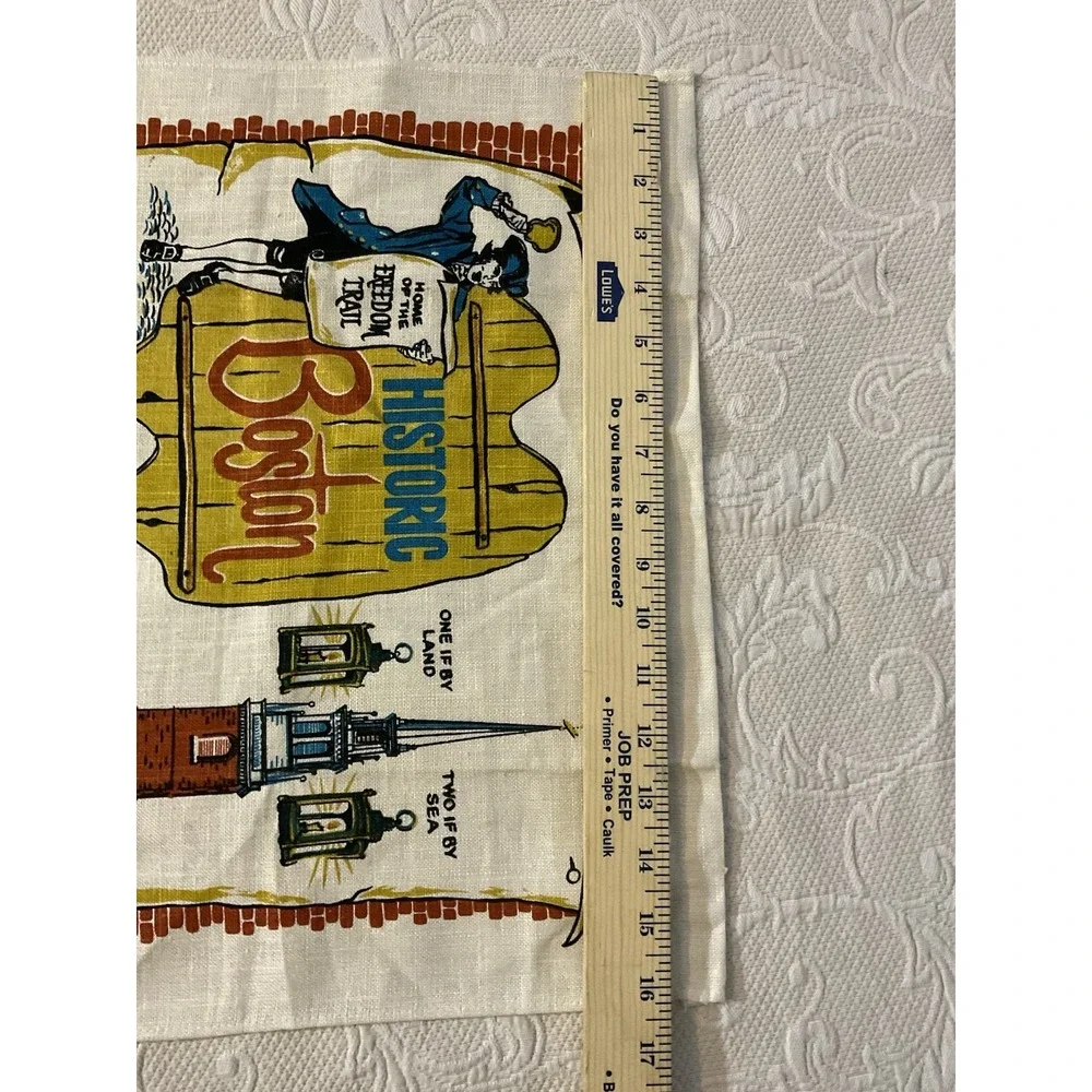 NEW Vintage 1970's Linen Historic Boston Souvenier Tea Towel 16